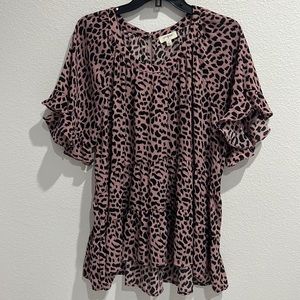 Umgee Top Pink Animal Print
